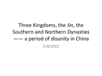 Three Kingdoms, the Jin, the Southern and Northern Dynasties