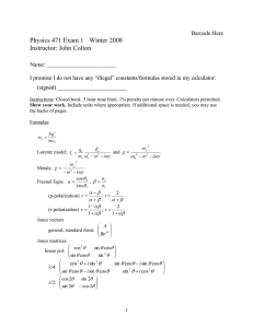 Winter 2008 exam 1 - BYU Physics and Astronomy