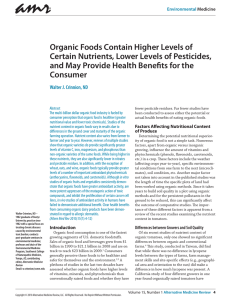Organic Foods Contain Higher Levels of Certain Nutrients, Lower