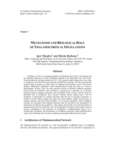 mechanisms and biological role of thalamocortical oscillations