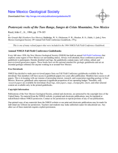 Proterozoic rocks of the Taos Range, Sangre de Cristo Mountains