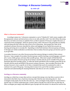 Sociology: A Discourse Community