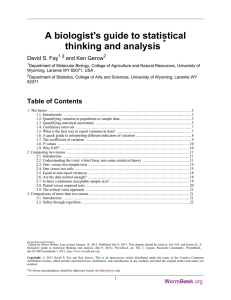 A biologist`s guide to statistical thinking and analysis