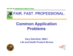 Common Application Problems - Office of Insurance Regulation