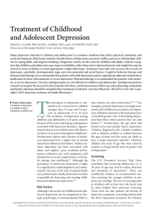Treatment of Childhood and Adolescent Depression