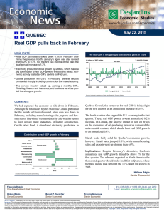 Real GDP pulls back in February QUEBEC
