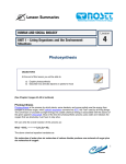 Lesson Summaries Photosynthesis