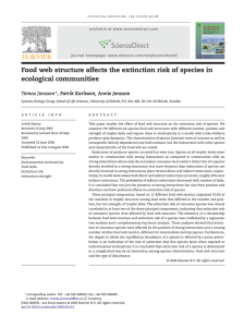 Food web structure affects the extinction risk of species in ecological