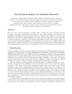Read the report - The Beckman Report on Database Research