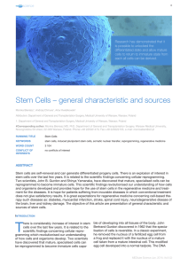 Stem Cells – general characteristic and sources