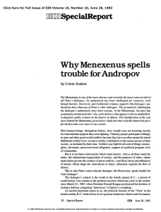 Why Menexenus Spells Trouble for Andropov