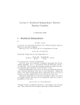 Lecture 5: Statistical Independence, Discrete Random Variables