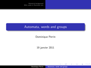 Automata, words and groups