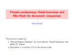 Pseudo-randomness, Hash Functions and Min-Hash