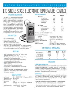 ETC SINGLE STAGE ELECTRONIC TEMPERATURE CONTROL