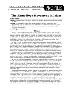 The Ahmadiyya Movement in Islam