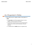 An Organism`s Niche
