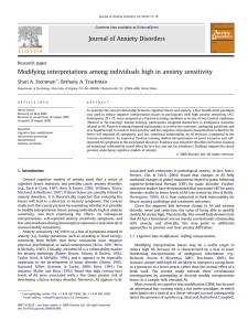 Modifying interpretations among individuals high in anxiety sensitivity