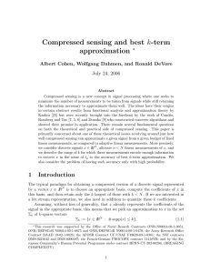 Compressed sensing and best k-term approximation