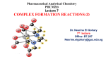 COMPLEX FORMATION REACTIONS (I)