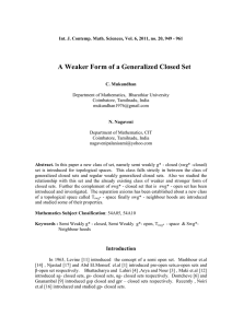 A Weaker Form of a Generalized Closed Set