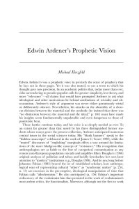 Edwin Ardener`s Prophetic Vision