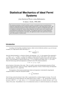 Statistical Mechanics of Ideal Fermi Systems