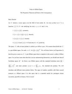 Notes on Hilbert Space The Projection Theorem and Some of Its