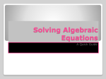 Solving Algebraic Equations