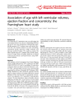Association of age with left ventricular volumes, ejection fraction and