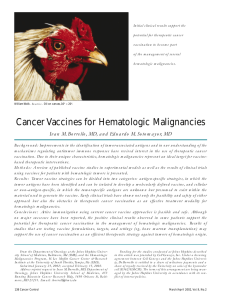 Cancer Vaccines for Hematologic Malignancies
