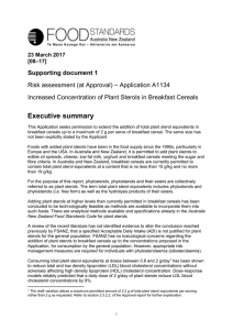 A1134 Plant sterols in breakfast cereals AppR SD1 Risk assess