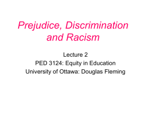 Prejudice, Discrimination and Racism