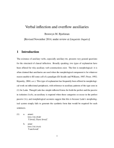 Verbal inflection and overflow auxiliaries