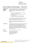 Job Description: Brand Manager – Fixed Term