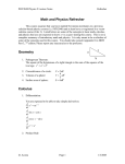 Math and Physics Refresher Geometry Calculus