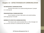 Chapter 14 – EFFECTIVENESS OF COMMUNICATION