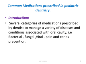 Common Medication prescribed in pediatric dentistry.