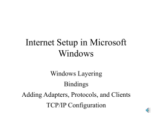 Internet Setup in MS Windows