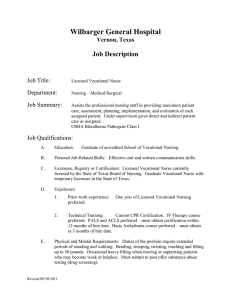 Job Title: Licensed Vocational Nurse