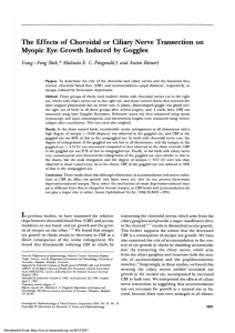 The effects of choroidal or ciliary nerve transection on myopic