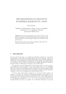 decompositions of groups of invertible elements in a ring