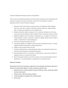 Criteria for Depressive Disorder (summary of the guideline)