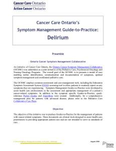 Delirium - Cancer Care Ontario