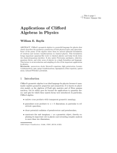Applications of Clifford Algebras in Physics