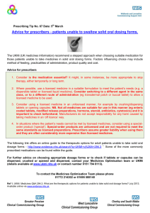 Advice for prescribers - patients unable to swallow solid oral dosing