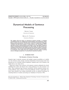 Dynamical Models of Sentence Processing