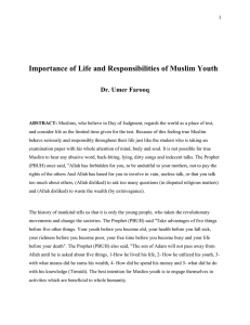 Importance of Life and Responsibilities of Muslim Youth