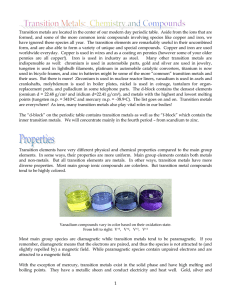 Colors Trend: Transition Metal Chemistry