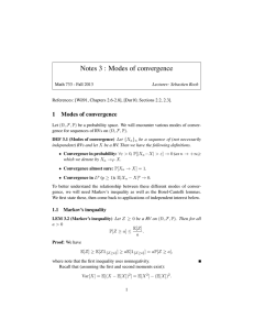 Notes 3 : Modes of convergence